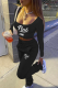Black Casual Street Print Patchwork Square Collar Long Sleeve Two Pieces