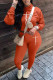 Tangerine Casual Print Patchwork Hooded Collar Long Sleeve Two Pieces