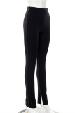Black Fashion Casual The stars Patchwork Slit Skinny High Waist Trousers
