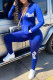 Blue Fashion Casual Long Sleeve Hooded Collar Regular Sleeve Regular Letter Print Two Pieces