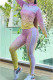 Pink Fashion Street Print Patchwork Mandarin Collar Long Sleeve Two Pieces