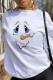 White Fashion Casual Print Basic O Neck Tops