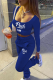 Blue Casual Street Print Patchwork Square Collar Long Sleeve Two Pieces