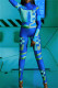 Blue Fashion Sexy Print Basic Turtleneck Skinny Jumpsuits