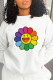 White Casual Cute Print Patchwork O Neck Tops