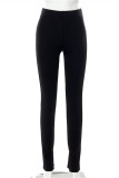 Black Fashion Casual The stars Patchwork Slit Skinny High Waist Trousers