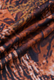 Orange Sexy Print Patchwork Zipper Zipper Collar Regular Jumpsuits