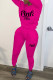 Rose Red Fashion Casual Letter Print Basic O Neck Long Sleeve Two Pieces
