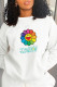 White Fashion Casual Character Patchwork O Neck Tops