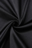 Black Sexy Solid Patchwork Square Collar Dresses