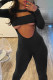 Black Sexy Casual Solid Hollowed Out O Neck Skinny Jumpsuits