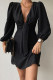 Black Sexy Solid Patchwork Knotted V Neck A Line Dresses