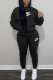 Black Fashion Casual Print Patchwork Hooded Collar Long Sleeve Two Pieces