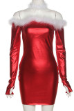 Red Sexy Solid Patchwork Off the Shoulder One Step Skirt Dresses