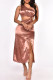 Champagne Fashion Sexy Solid Hollowed Out Slit One Shoulder Sleeveless Dress Dresses