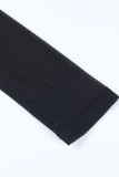 Black Sexy Solid Patchwork Square Collar Dresses