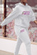 White Purple Fashion Casual Print Patchwork Hooded Collar Long Sleeve Two Pieces