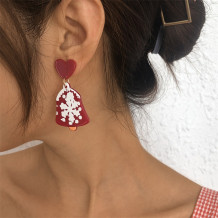 Red Fashion Print Split Joint Earrings