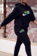 Black Green Fashion Casual Print Patchwork Hooded Collar Long Sleeve Two Pieces