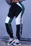 Multicolor Fashion Casual Patchwork Letter Regular High Waist Trousers