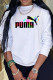 White Fashion Sweet Print Letter O Neck Tops