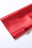 Red Sexy Solid Patchwork Off the Shoulder One Step Skirt Dresses