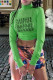 Green Street Print Patchwork Fold Turtleneck Tops