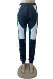 Multicolor Fashion Casual Patchwork Letter Regular High Waist Trousers