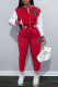 Red Fashion Casual Print Letter Mandarin Collar Long Sleeve Two Pieces