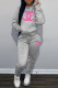 Pink Fashion Casual Print Patchwork Hooded Collar Long Sleeve Two Pieces