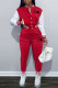 Red Fashion Casual Print Letter Mandarin Collar Long Sleeve Two Pieces