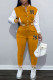 Orange Fashion Casual Print Letter Mandarin Collar Long Sleeve Two Pieces
