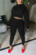 Black Casual Solid Patchwork O Neck Long Sleeve Two Pieces