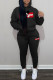 Black Red Fashion Casual Print Patchwork Hooded Collar Long Sleeve Two Pieces