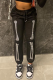 Black Casual Party Hot Drilling Draw String Harlan Mid Waist Harlan Positioning Print Bottoms