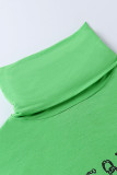 Green Street Print Patchwork Fold Turtleneck Tops
