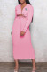 Pink Fashion Sexy Print Hollowed Out V Neck Wrapped Skirt Dresses