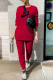 Red Fashion Casual Print Patchwork O Neck Long Sleeve Two Pieces