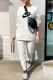 Cream White Fashion Casual Print Patchwork O Neck Long Sleeve Two Pieces