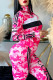 Red Fashion Sportswear Letter Print Patchwork Long Sleeve Two Pieces