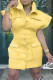 Yellow Fashion Casual Solid Patchwork Turndown Collar Dresses