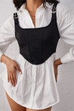 Black Fashion Casual Solid Patchwork Asymmetrical Square Collar Tops
