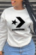 White Casual Sportswear Print Patchwork O Neck Tops