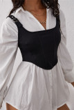 Black Fashion Casual Solid Patchwork Asymmetrical Square Collar Tops