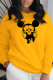 Yellow Street Cute Character Patchwork O Neck Tops