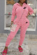 Pink Fashion Casual Print Patchwork Hooded Collar Long Sleeve Two Pieces