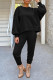 Black Casual Solid Patchwork O Neck Long Sleeve Two Pieces