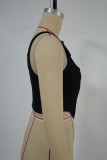 Black Fashion Casual Solid Patchwork Asymmetrical Square Collar Tops