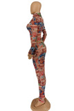 Camel Fashion Casual Print Basic Turtleneck Long Sleeve Two Pieces
