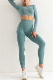 Yellow Casual Sportswear Solid Split Joint Skinny Long Sleeved Top Trousers Two-piece Set